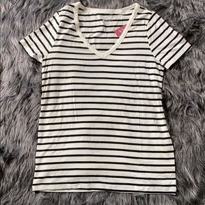 NWT Black and White Striped V-Neck
